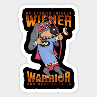 Cute Funny Super Doxie Dachshund Wiener Warrior Sticker